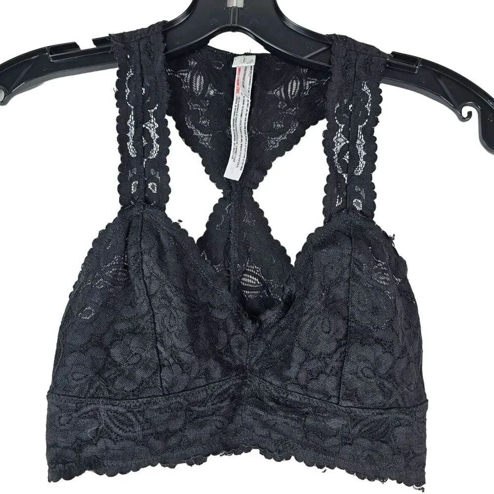 Free People Intimately Free Lace Black Wireless‎ Bralette XS Pre-Owned